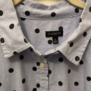 Talbots blue on blue polka dot blouse.